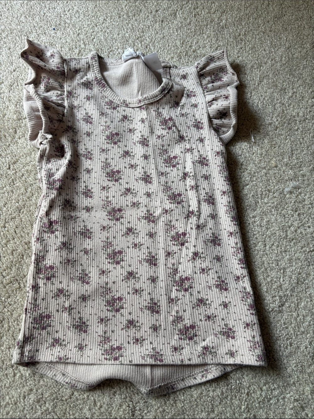 Jamie Kay Ribbed Floral Flutter Sleeve Tank - Blush & Dusty Rose